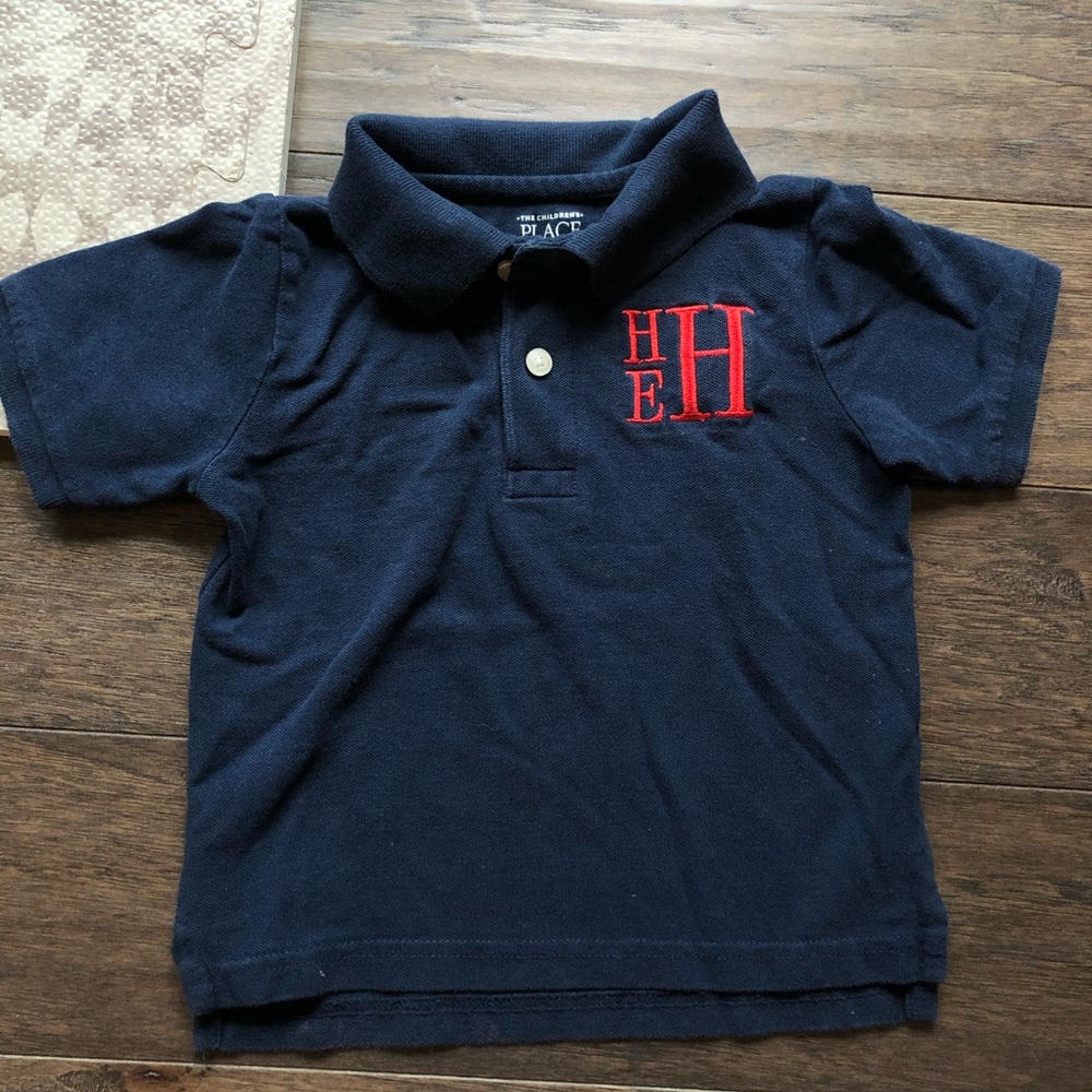 HHE Monorammed 2t Navy Polo w/ red stitching